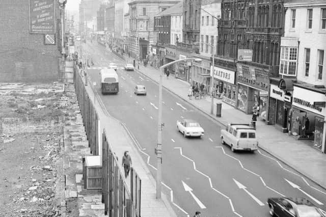A Fawcett Street scene from the 1970s, taken from Binns window.