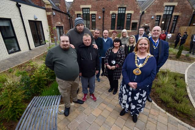 Mayor of Sunderland Cllr Allison Chisnall with members of Sunderland City Council's Housing Development Team and residents of Washington Old School