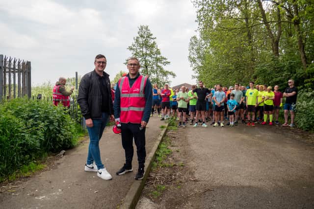(l-r) Labour councillors Cllr Michael Mordey and Cllr Michael Butler at the inaugural Fulwell Quarry Parkrun.