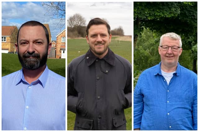 Conservative candidates (from left) Greg Peacock, Chris Burnicle and Dr Shaun Parsons