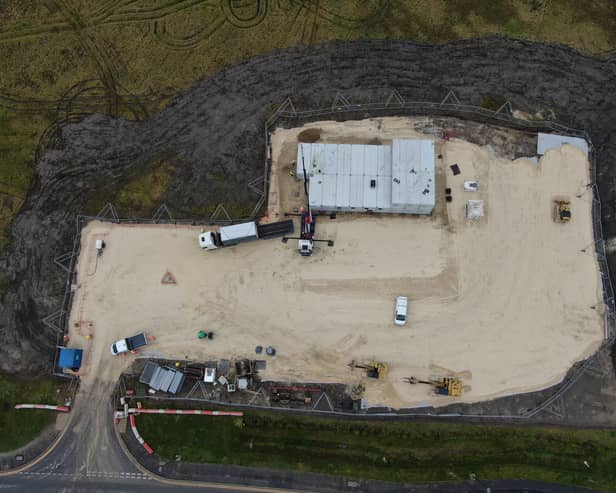 An aerial view of the substation site