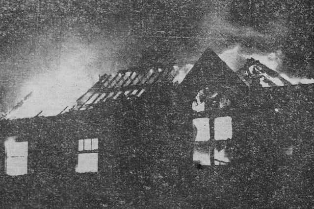 The shell of the building in Castletown which was half destroyed by fire.