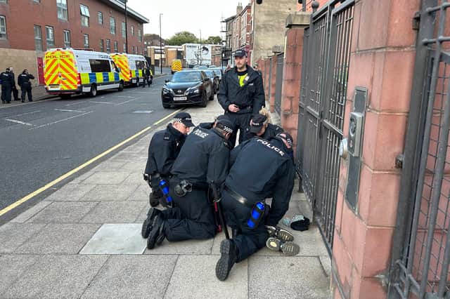 Police making an arrest in Sunderland on August 7.