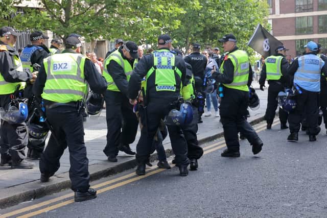 Police in Newcastle on Saturday, August 10.
