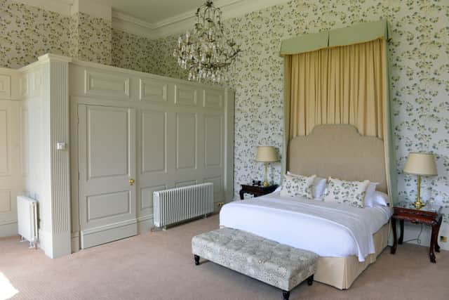 One of the bedrooms in the main house