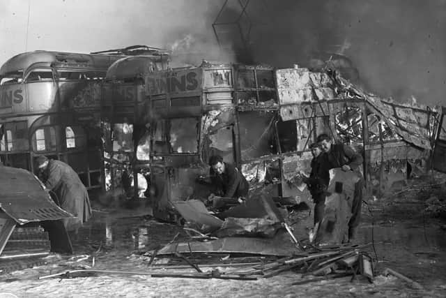 These workers were scrapping trams at Roker in 1954.