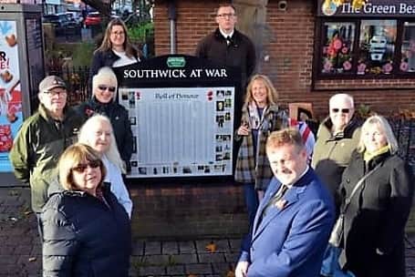 The unveiling of the plaque containing the names of soldiers from Southwick who have lost their lives serving their country.