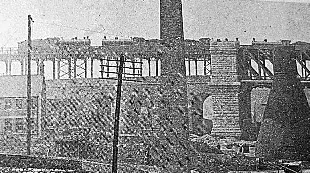Engines testing the Queen Alexandra Bridge in a rare but grainy scene from 1909.