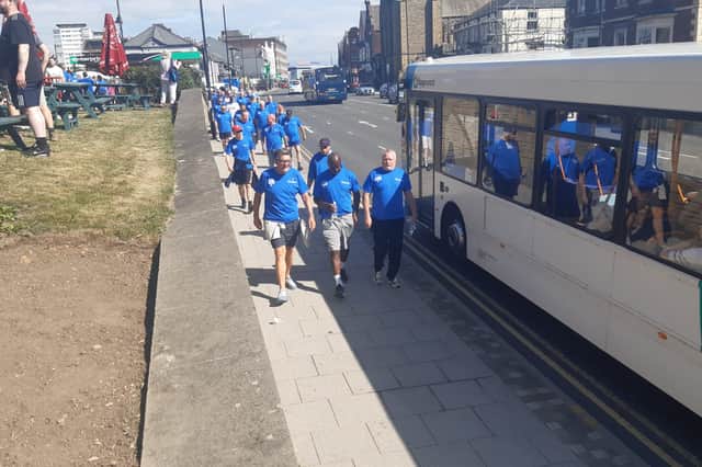 Setting off on the six mile walk.