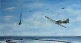 One of the dramatic paintings which show the Battle of Britain over the North East.