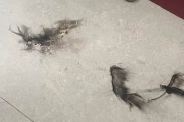 The floor of the hospital side room was scorched by the fire.
