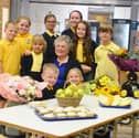 Lunchtime supervisor Maureen Lumsdon with some of the children at Fatfield Academy.