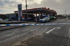 Emergency services at the Esso garage in Seaham where the incident is reported to have taken place.