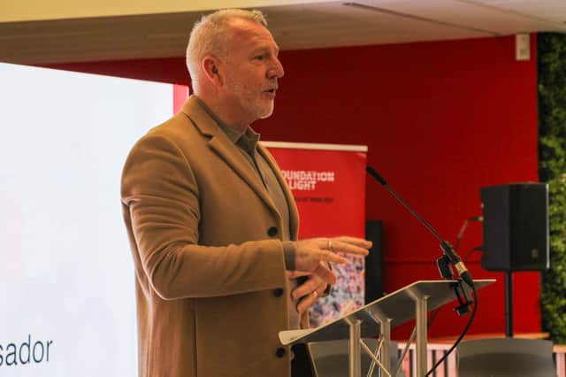 SAFC legend Kevin Ball speaking at the Brighter Tomorrow breakfast event.