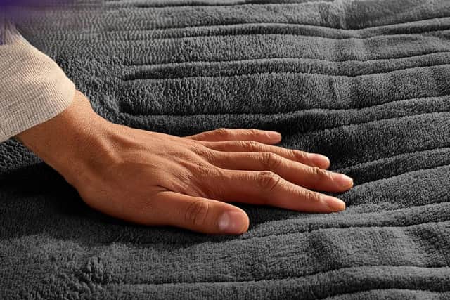 It's made of a thick fleece - so it's incredibly cosy