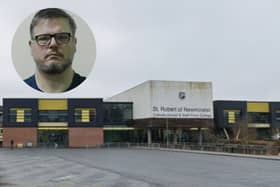 (Inset) Dean Juric was headteacher at St Robert of Newminster Catholic School and Sixth Form College at the time of his arrest.