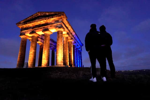 SOLIDARITY: Penshaw Monument lighting in 2022.