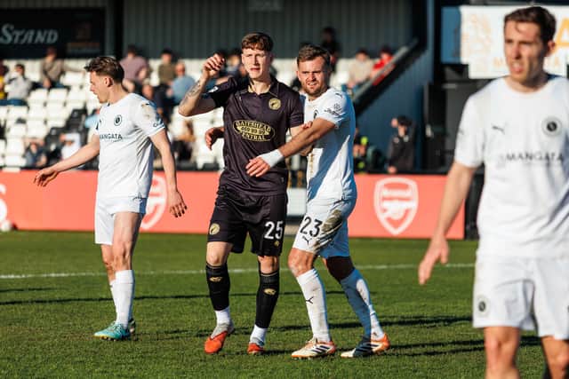 Ethan Moore in action for Gateshead (photo Jack McGraghan)