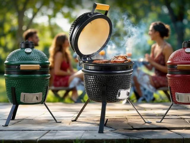 A portable 13-inch Kamado BBQ grill offers versatile outdoor cooking for smaller gardens and gatherings