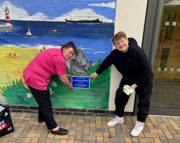 Anne Wood, left, and Sheila Graber, pictured working on the mural which was created at Bede House Care Home  in Sunderland.