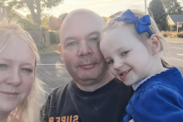 Heart transplant girl Beatrix pictured with her mum Cheryl and dad Terry Archbold.