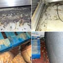 Rat droppings and a dead rat were found in the restaurant's warehouse.