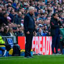 David Moyes and Regis Le Bris watch on at Everton