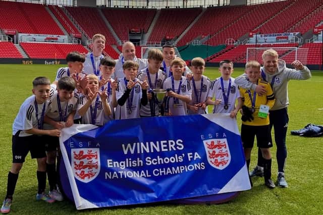 Monkwearmouth Academy Year 7 boys after being crowned national schools champion.