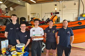 Luke Hedley, from Jarrow, with RNLI volunteers at the Sunderland Lifeboat Station.