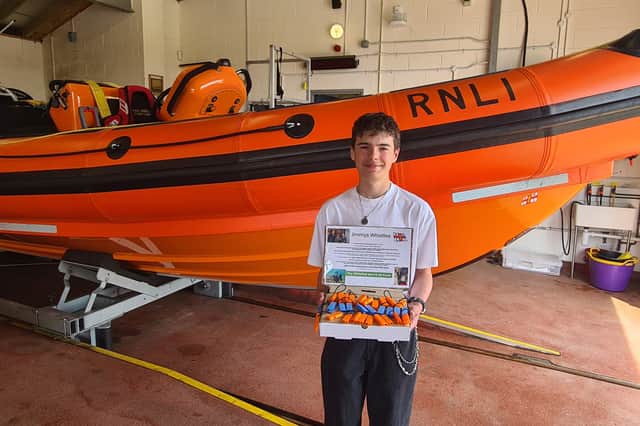 Luke's water safety whistles are on sale at the RNLI Shop, in Sunderland.