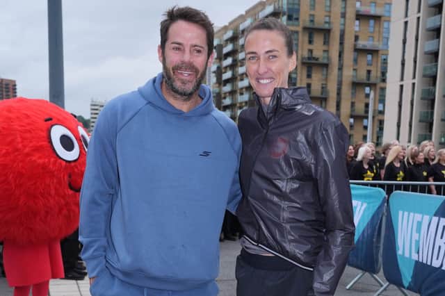 Jamie Redknapp was at the start line to wish Jill good luck.