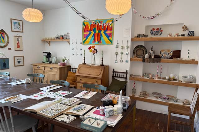 The workshop space upstairs in the converted cottage