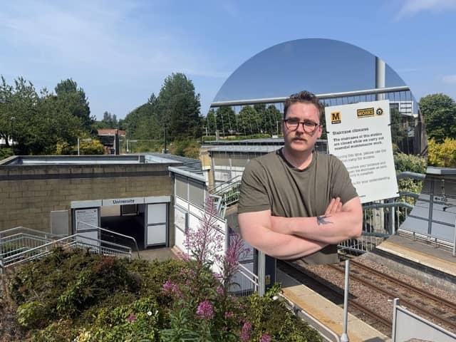 All three sets of steps at University Metro have been out of use for more than a year