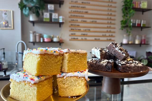 There's a range of cakes on the counter