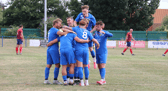 Boldon CA celebrate after scoring in their win at Northern League Division Two rivals FC Hartlepool (photo Mal Cooper)