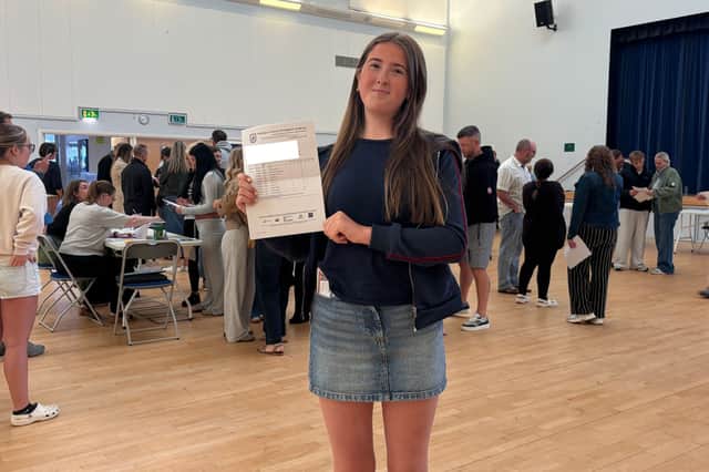 Whitburn Academy pupil Rose Rennie with her GCSE results.