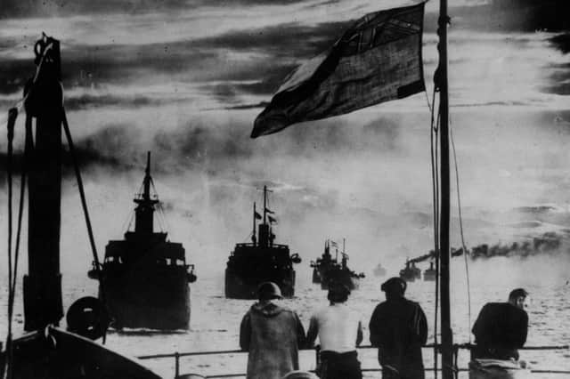 British convoy ships sailing in the 1940s.  (Photo by Keystone/Getty Images)