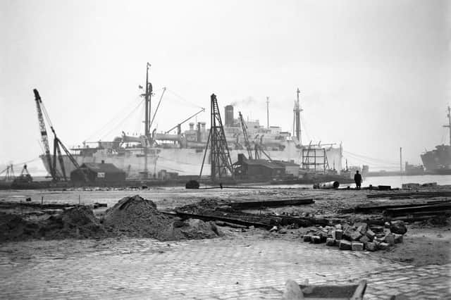 A liberty ship pictured in the 1940s.(Photo by AFP) (Photo by -/AFP via Getty Images)
