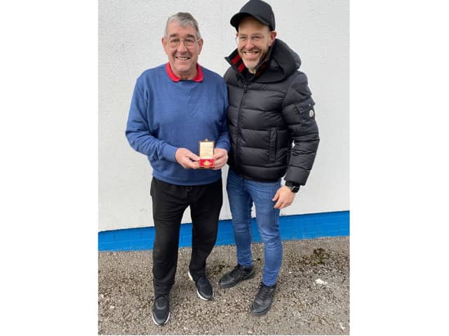 Leo Pearlman and Vic Halom with Vic's 1973 FA Cup winning medal.