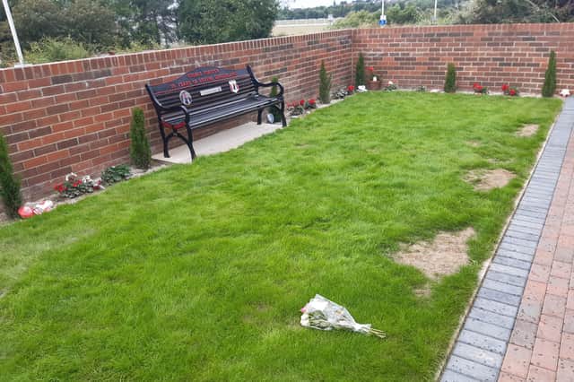 The new memorial garden at the Stadium of Light.