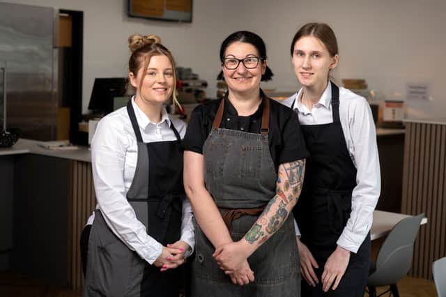 The Tray Cafe team with Natalie Lister, centre.