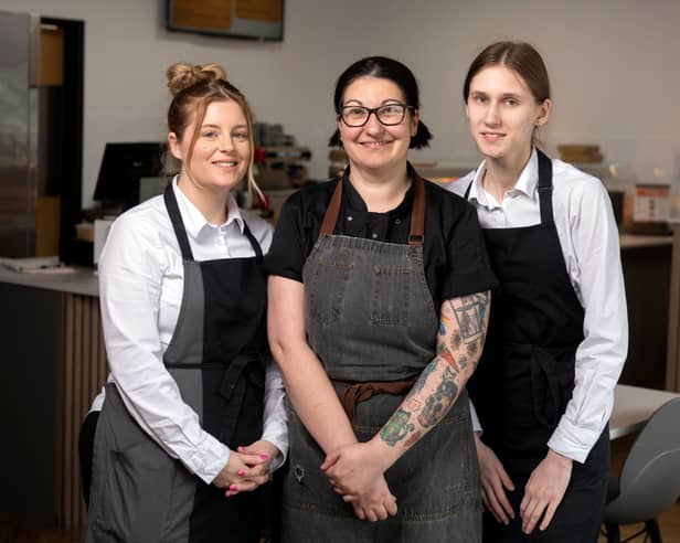 The Tray Cafe team with Natalie Lister, centre.