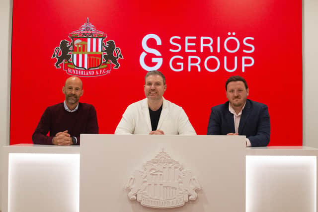(Left to right) Mike Papadimitriou, Lee Rorison and James Mullins, after signing the deal.