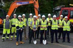 Brian Lee, Operations Director of Meldrum Facilities, and Assistant Chief Fire Officer Dave Preston (front) at the ground-breaking ceremony.