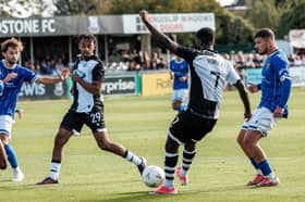 Action from Gateshead's 4-0 defeat at National League rivals Wealdstone (photo Jack McGraghan)