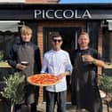 Staff member Ed Gray, chef Fabrizio and owner Chris Allen at Piccola