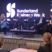 Alex Hope (third from right) speaking at the launch of Sunderland Business Week.