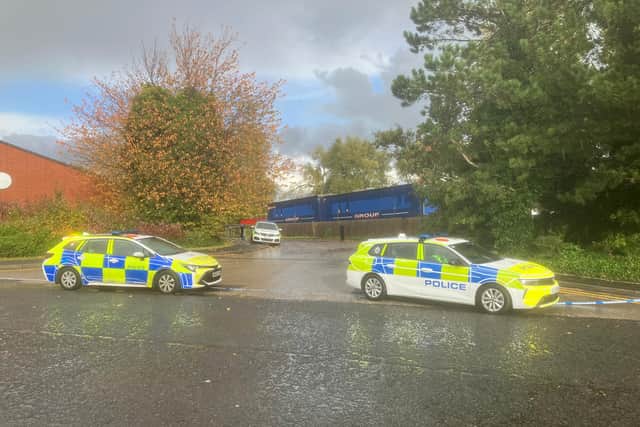 Police officers remain on the scene at Rainton Bridge Industrial Estate.