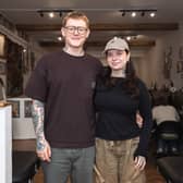 Rhiannon and Thomas Goldsmith inside the new Til Death Tattoos on High Street West, Sunderland.