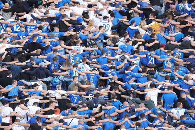 Lech Poznan fans celebrate.